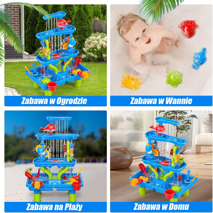 WOOPIE Water Table 4 in 1 Sandbox Waterfall XL 4-Level Dolphin