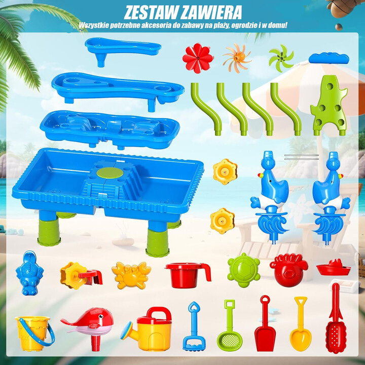 WOOPIE Water Table 4 in 1 Sandbox Waterfall XL 4-Level Dolphin