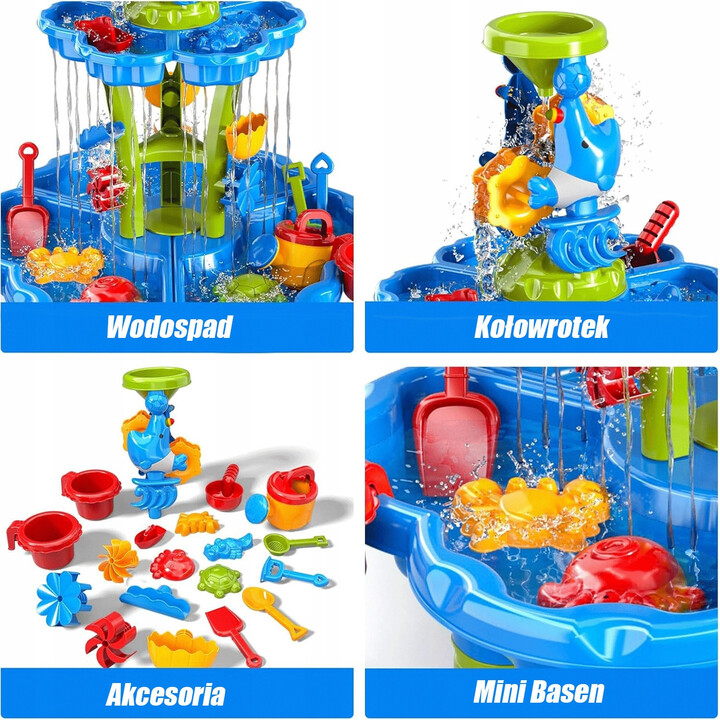 WOOPIE Water Table 2 in 1 Sandbox Fountain XXL Aquapark with Dolphin
