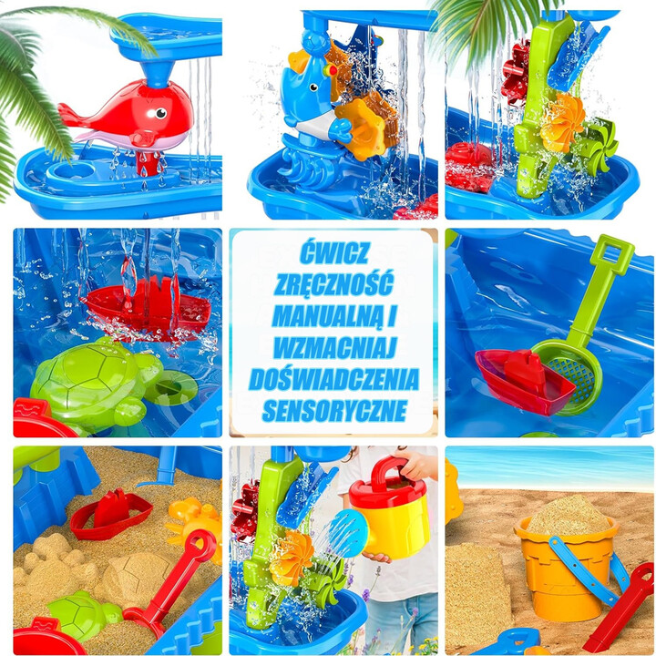 WOOPIE Huge Aquapark Water Table 6 in 1 Sandbox Waterfall Water Track 6-level Modular