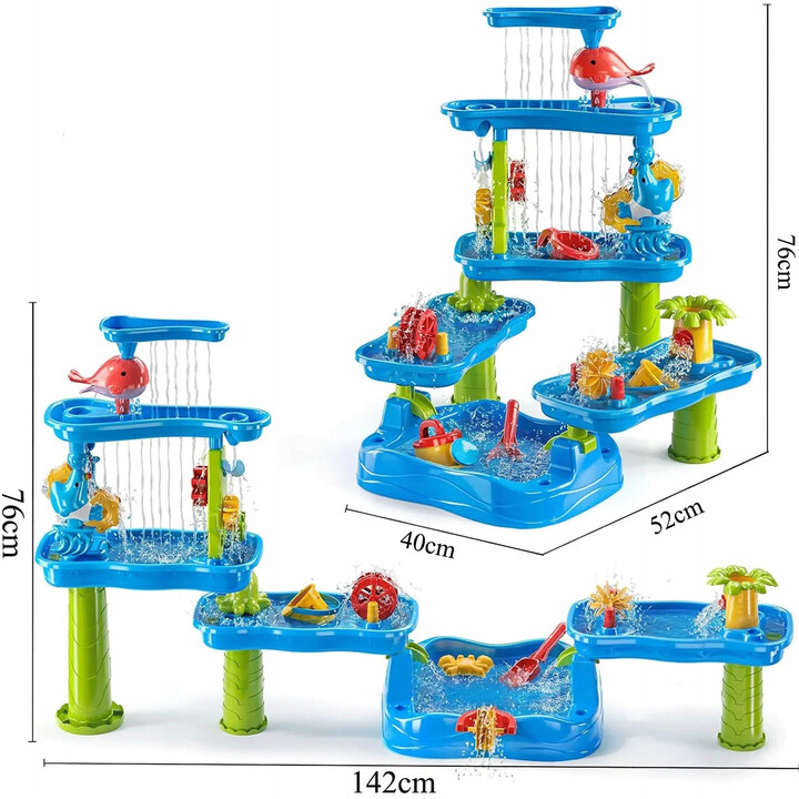 WOOPIE Huge Aquapark Water Table 6 in 1 Sandbox Waterfall Water Track 6-level Modular