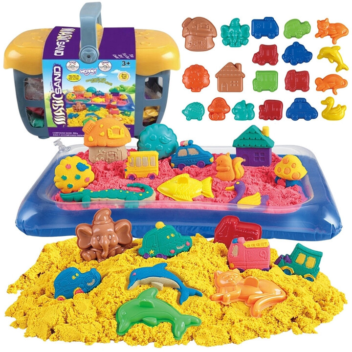 WOOPIE Kinetic Sand 0.8 kg Set in Basket with Molds + /