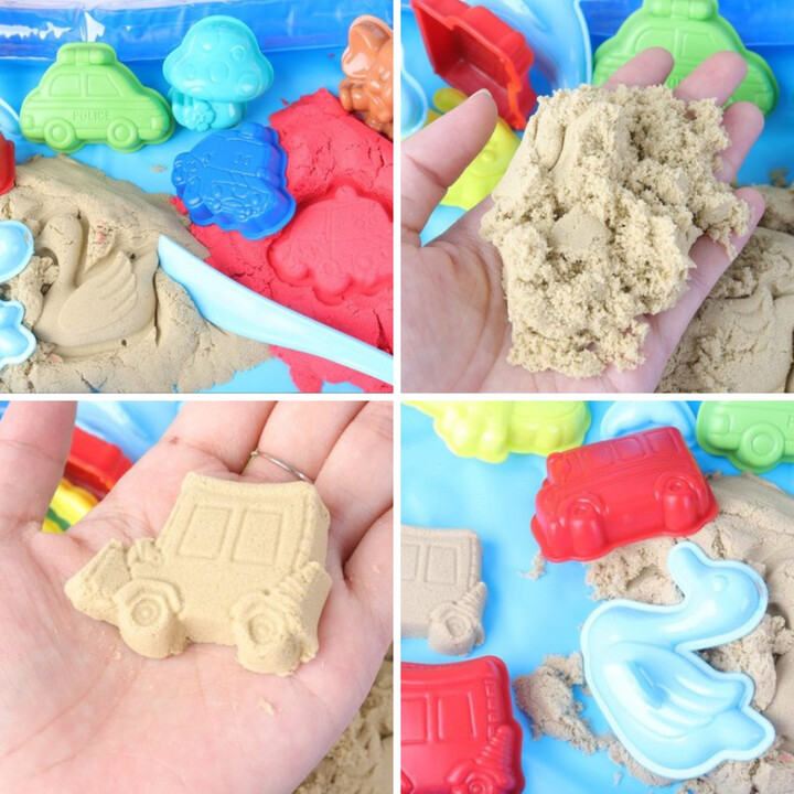 WOOPIE Kinetic Sand 0.8 kg Set in Basket with Molds + /