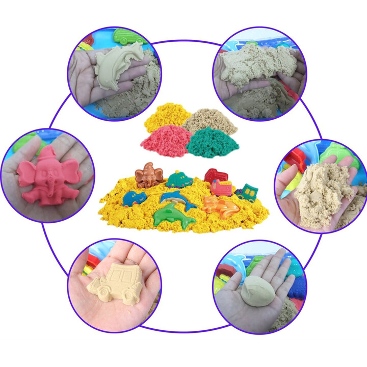 WOOPIE Kinetic Sand 0.8 kg Set in Basket with Molds + /