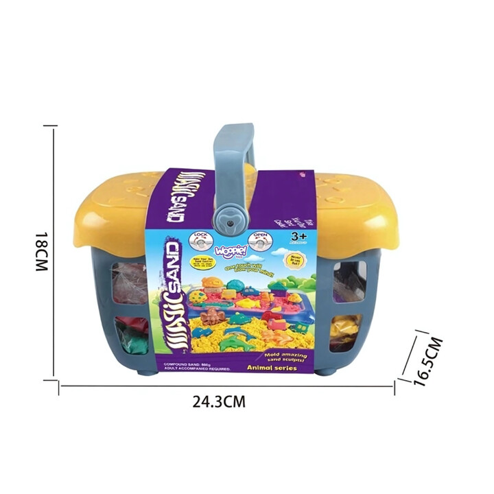 WOOPIE Kinetic Sand 0.8 kg Set in Basket with Molds + /