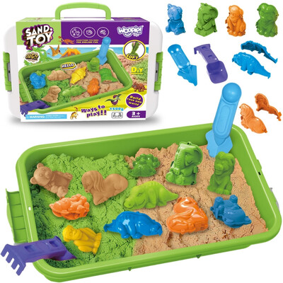 WOOPIE Kinetic Sand 1.5 kg Set XXL Animals ZOO Safari Table with Molds