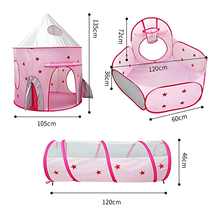 WOOPIE 3-in-1 Tent Princess Palace XXL House Tunnel Dry Pool