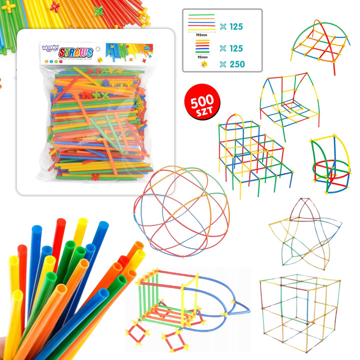 WOOPIE Building Blocks Colorful Straws 500 pcs.