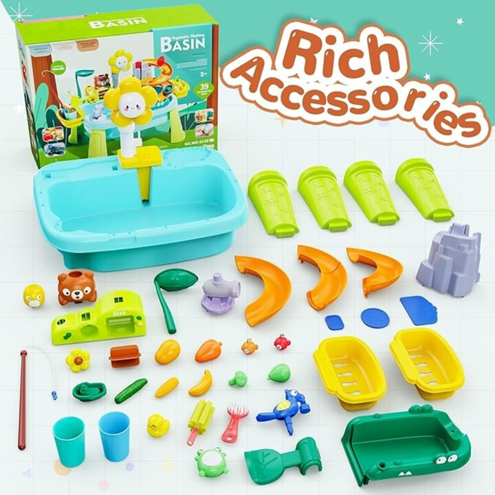 WOOPIE 4-in-1 Water Table, Fishing Game, Sink, Water Slide, Flower