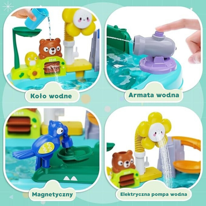 WOOPIE 4-in-1 Water Table, Fishing Game, Sink, Water Slide, Flower