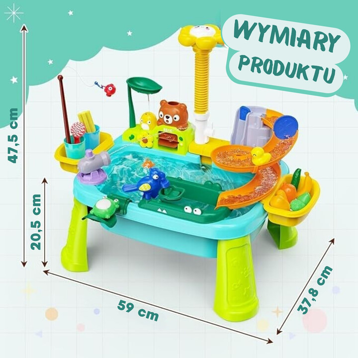 WOOPIE 4-in-1 Water Table, Fishing Game, Sink, Water Slide, Flower