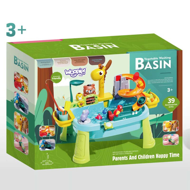WOOPIE 4-in-1 Water Table, Fishing Game, Sink, Water Slide, Giraffe