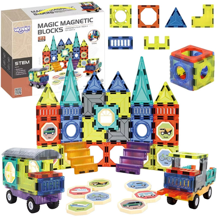 WOOPIE Magnetic Blocks 3D Set Castle Vehicles 71pcs.