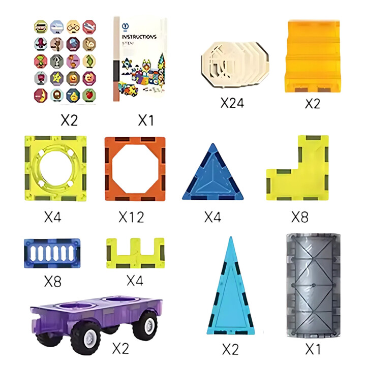 WOOPIE Magnetic Blocks 3D Set Castle Vehicles 71pcs.