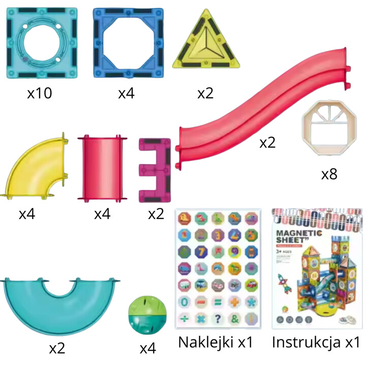WOOPIE Magnetic Construction Blocks 3D Educational Set Ball Track 42 pcs.