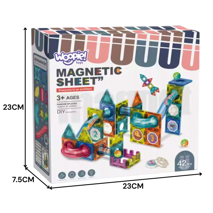 WOOPIE Magnetic Construction Blocks 3D Educational Set Ball Track 42 pcs.