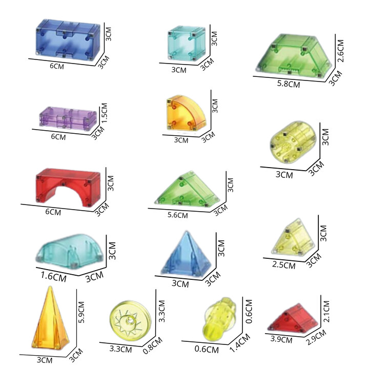 WOOPIE Magnetic Construction Blocks 3D Cubes Educational Set 63 pcs.