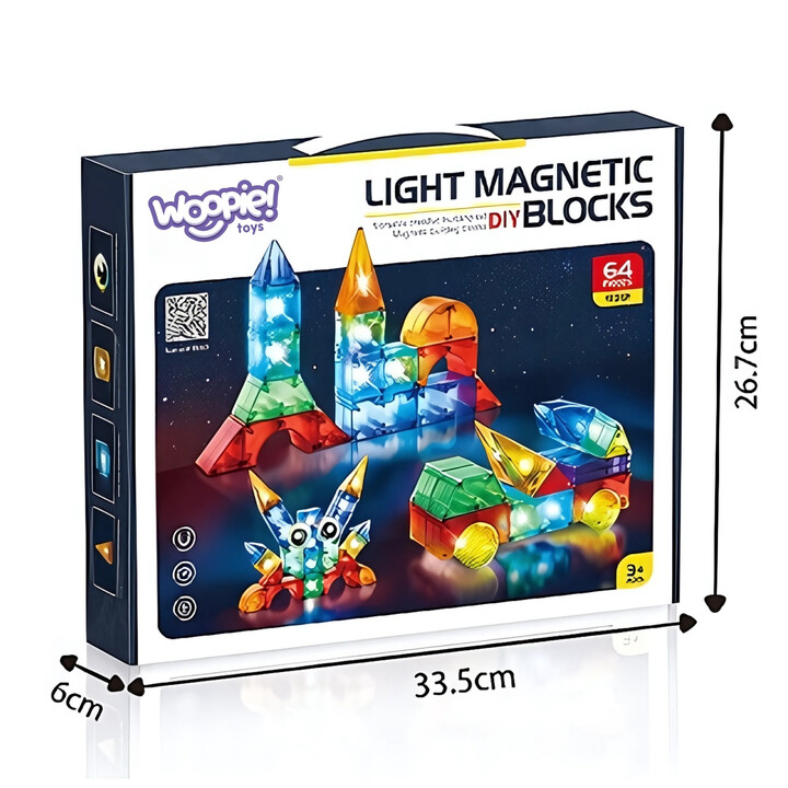 WOOPIE Magnetic Construction Blocks 3D Cubes Educational Set 63 pcs.