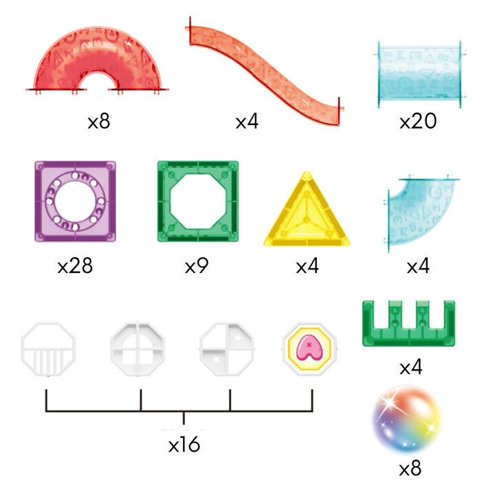 WOOPIE Magnetic Construction Blocks 3D Educational Set Ball Track 105pcs.