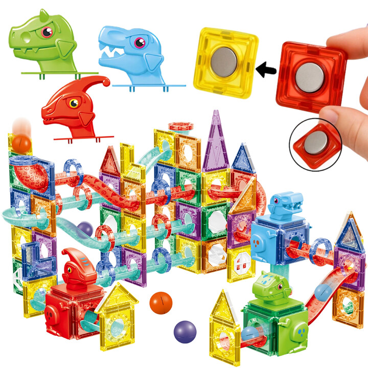 WOOPIE Klocki Magnetyczne Konstrukcyjne 3D Zestaw Edukacyjny Tor Kulkowy 170el.