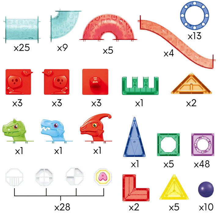 WOOPIE Klocki Magnetyczne Konstrukcyjne 3D Zestaw Edukacyjny Tor Kulkowy 170el.