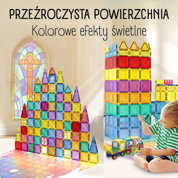 WOOPIE Magnetic Construction Blocks 3D Educational Set Castle Vehicles 110 pcs.