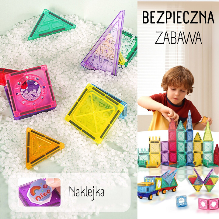 WOOPIE Magnetic Construction Blocks 3D Educational Set Castle Vehicles 110 pcs.