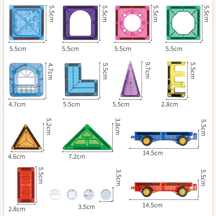 WOOPIE Magnetic Construction Blocks 3D Educational Set Castle Vehicles 110 pcs.