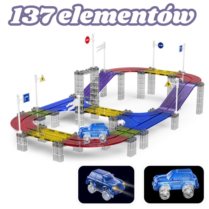 WOOPIE Magnetic Car Race Track + 137 El. Car