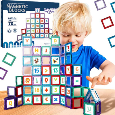 WOOPIE Przestrzenne Klocki Magnetyczne Nauka Liczb 70 Elementów