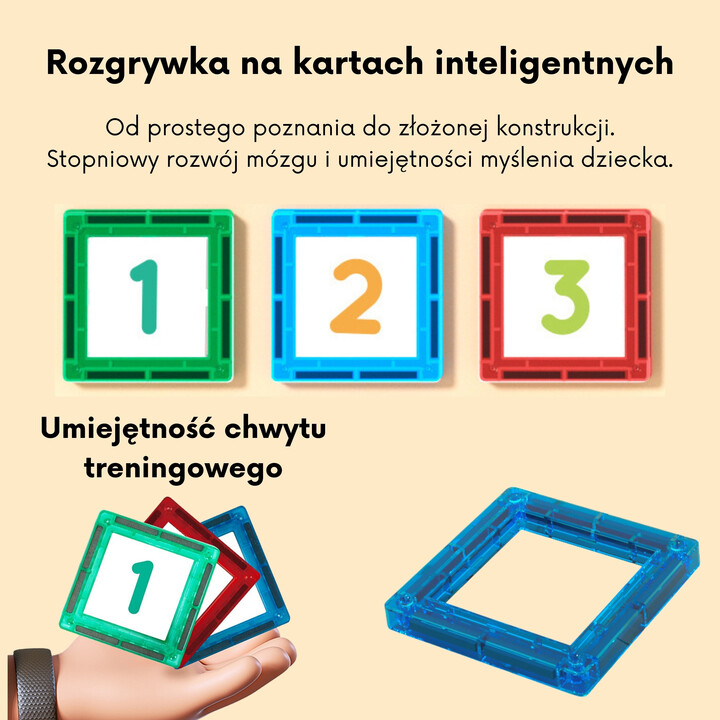 WOOPIE Przestrzenne Klocki Magnetyczne Nauka Liczb 70 Elementów