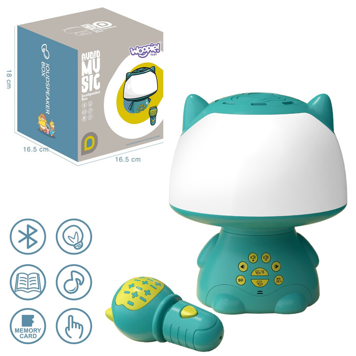 WOOPIE Multifunctional RGB Lamp Bluetooth Speaker Karaoke Voice Modulator SD Card AUX Turquoise