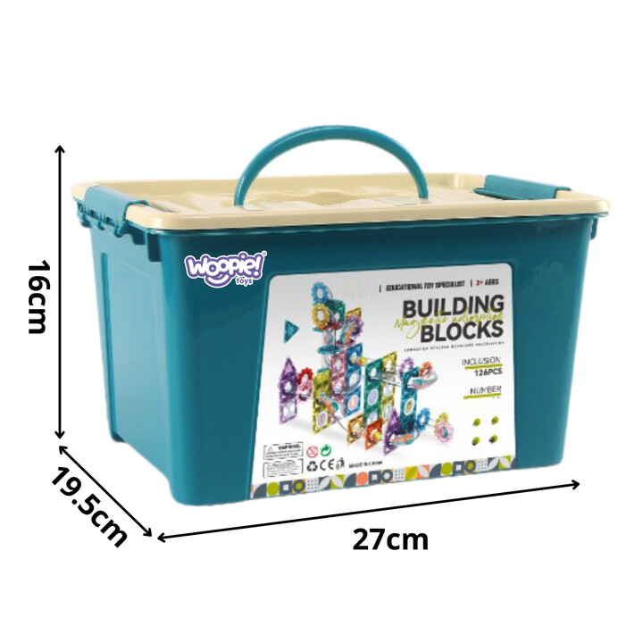 WOOPIE Magnetic Construction Blocks 3D Educational Set Ball Track 126 pcs.