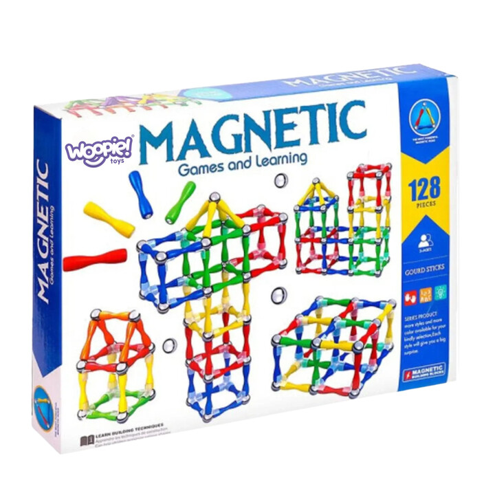 WOOPIE Magnetic Construction Blocks 3D 128 pcs XXL