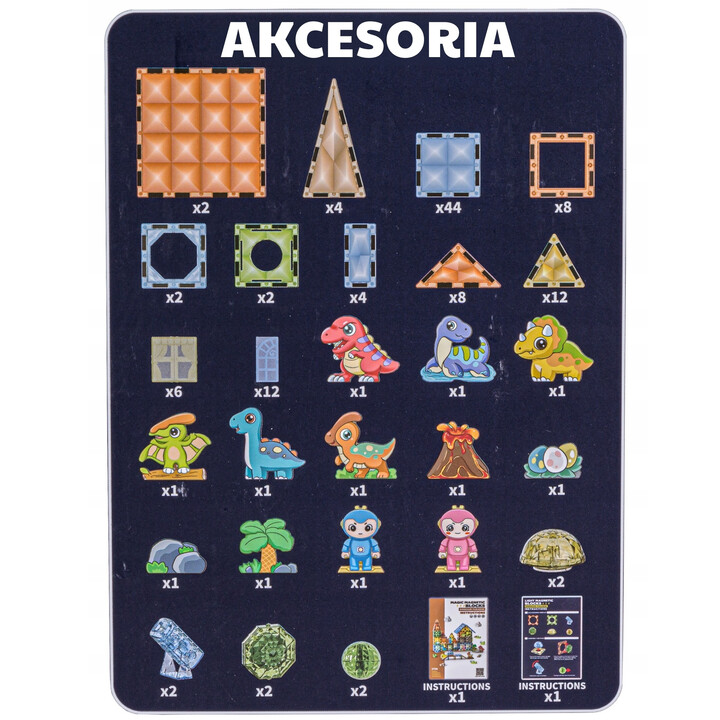 WOOPIE Magnetic Construction Blocks Glowing 3D Dinosaur Park 124pcs.