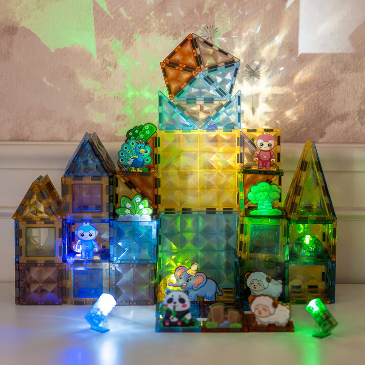 WOOPIE Magnetic Construction Blocks Glowing 3D Animal World 124pcs.
