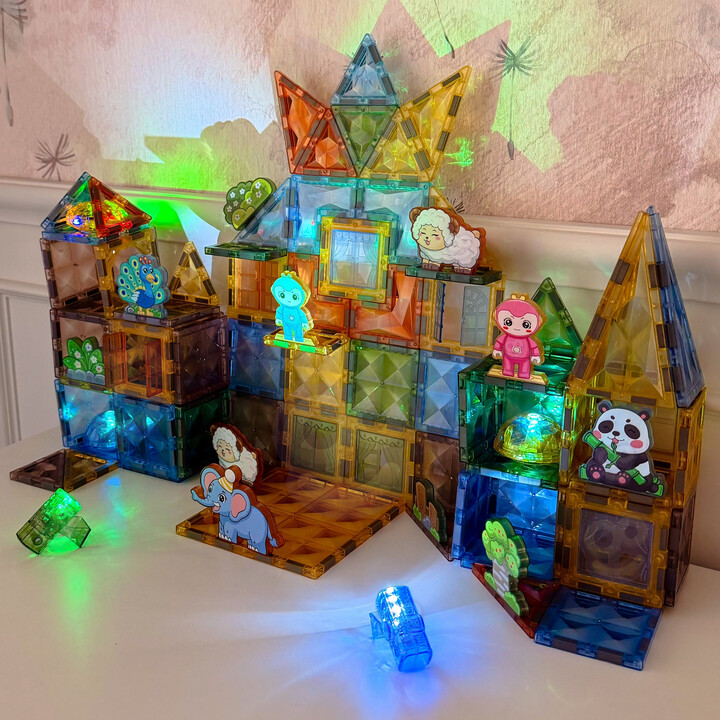 WOOPIE Magnetic Construction Blocks Glowing 3D Animal World 124pcs.