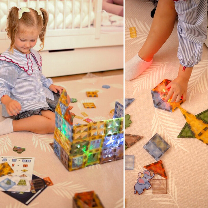 WOOPIE Magnetic Construction Blocks Glowing 3D Animal World 124pcs.