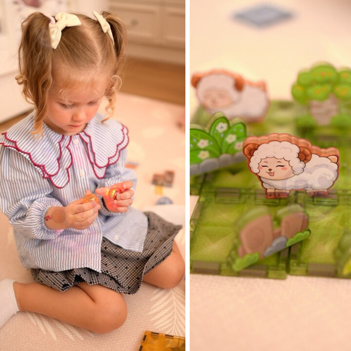 WOOPIE Magnetic Construction Blocks Glowing 3D Animal World 124pcs.