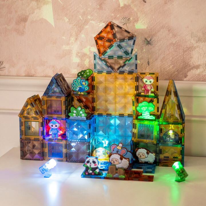 WOOPIE Magnetic Construction Blocks Glowing 3D Animal World 124pcs.