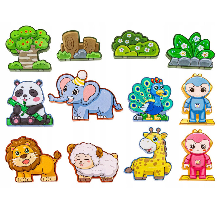 WOOPIE Magnetic Construction Blocks Glowing 3D Animal World 124pcs.