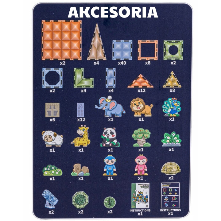 WOOPIE Magnetic Construction Blocks Glowing 3D Animal World 124pcs.