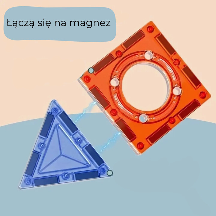 WOOPIE Klocki Magnetyczne Konstrukcyjne 3D Zestaw Edukacyjny Tor Kulkowy 113 el.