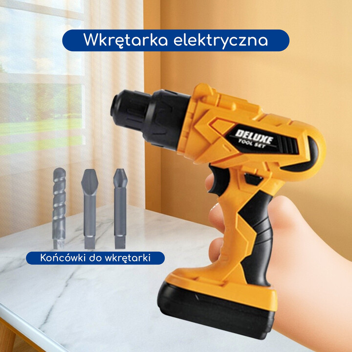 WOOPIE Zestaw Narzędzi Małego Majsterkowicza z Wkrętarką w Walizce 39el.