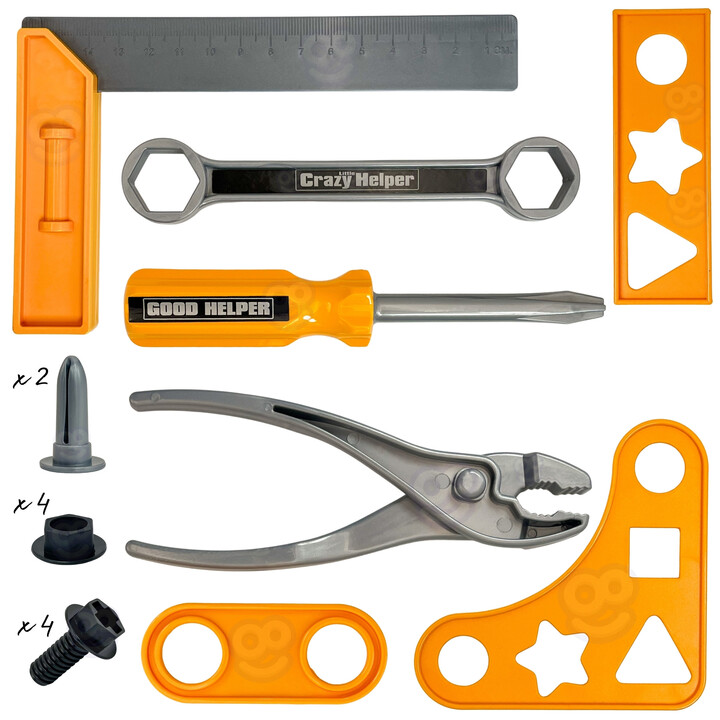 WOOPIE Little Handyman Tool Set Goggles Helmet Pneumatic Hammer 21 pcs.