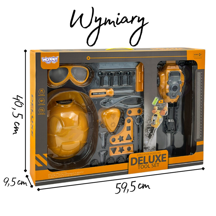 WOOPIE Little Handyman Tool Set Goggles Helmet Pneumatic Hammer 21 pcs.