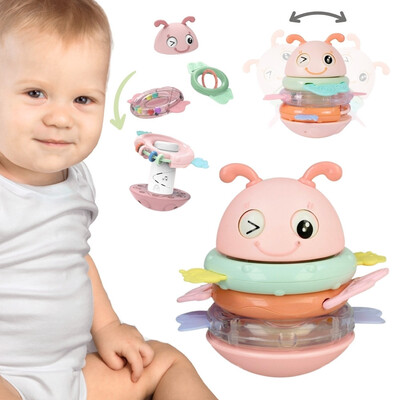 WOOPIE Baby Wanka Stand Up Sensory Toy 2 in 1 Rattle Teether Pink
