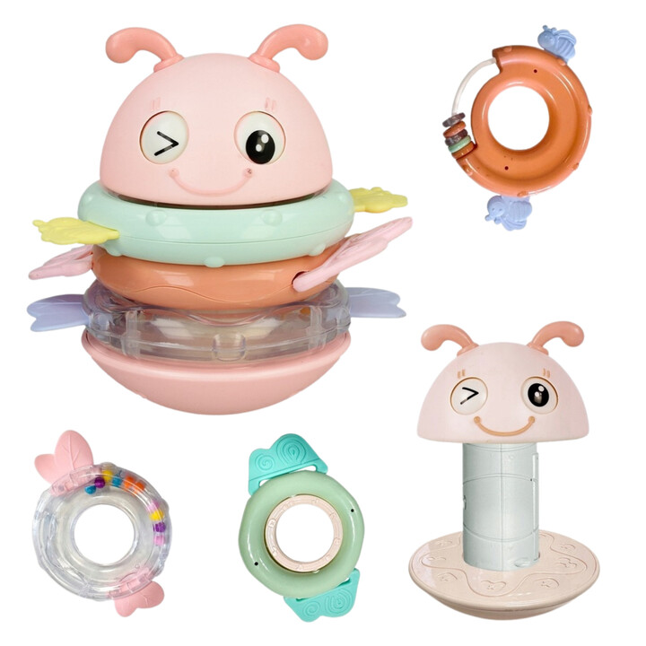 WOOPIE Baby Wanka Stand Up Sensory Toy 2 in 1 Rattle Teether Pink