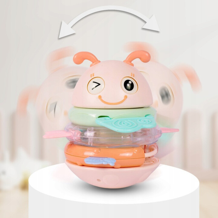 WOOPIE Baby Wanka Stand Up Sensory Toy 2 in 1 Rattle Teether Pink