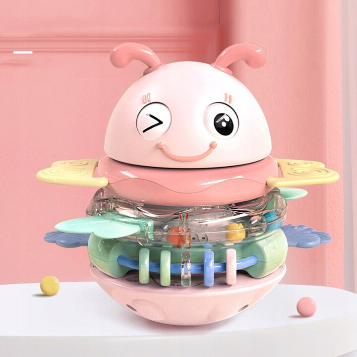 WOOPIE Baby Wanka Stand Up Sensory Toy 2 in 1 Rattle Teether Pink